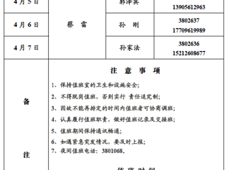 华体会平台（滨湖校区）后勤管理与服务处2018年清明假期值班表