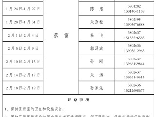 华体会平台（滨湖校区）管理办公室2016年寒假值班表