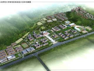 华体会平台新校区规划设计总体鸟瞰图及一期工程鸟瞰图