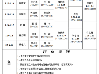 华体会平台（相山校区）华体会（中国）办公室 2023年寒假值班表
