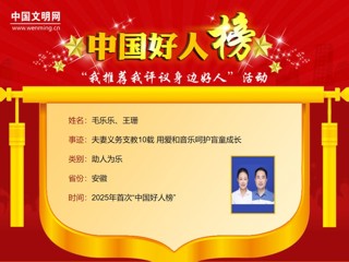 我校2005届校友毛乐乐、王珊荣登“中国好人榜”